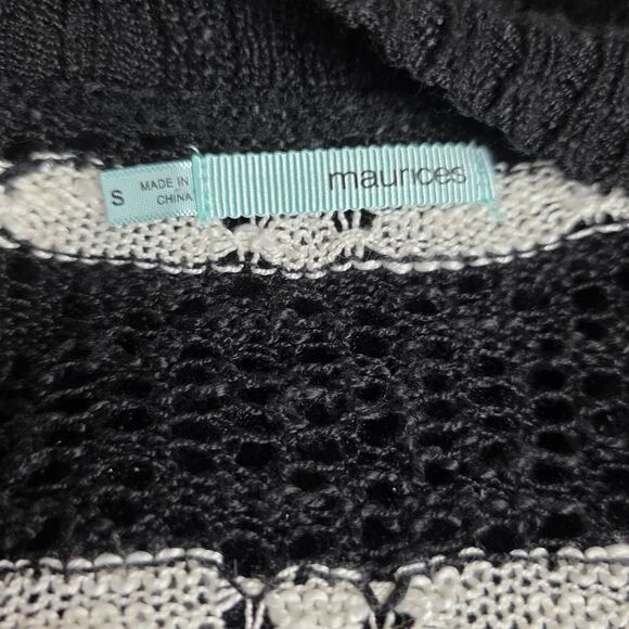 Maurices Open Knit Striped Cardigan Black White Size S - Picture 5 of 6